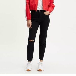 Levi's Wedgie Fit Button Fly Black Distressed Premium Jeans Size 28